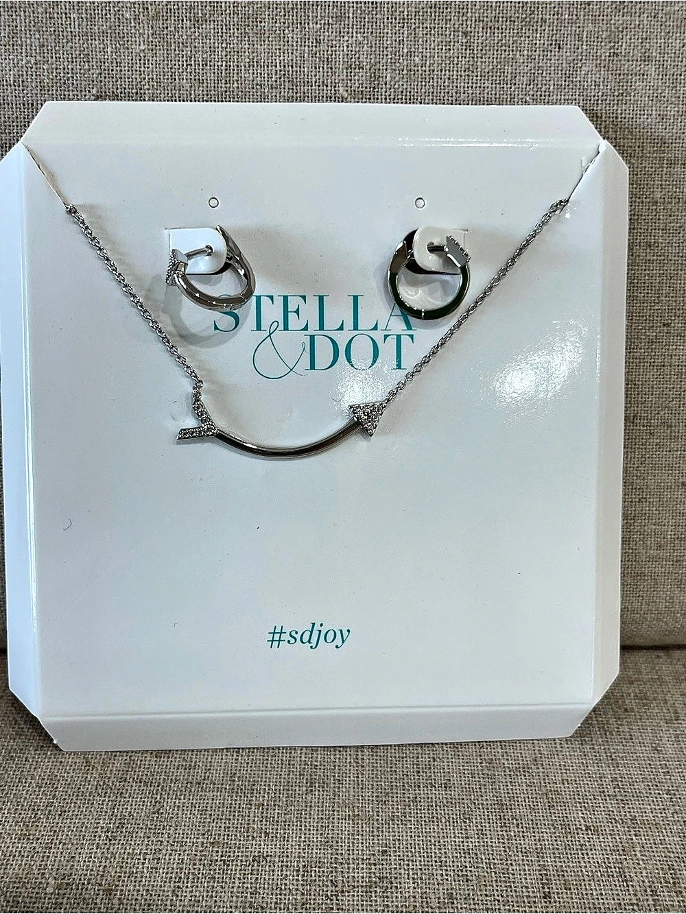 STELL & DOT Silver-Tone Necklace & Earrings Set Like New